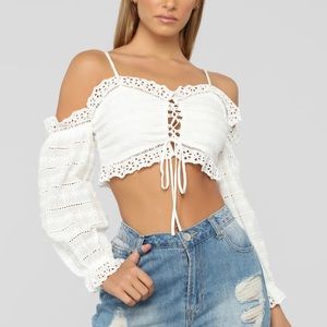 Fashion Nova white off the shoulder crop top